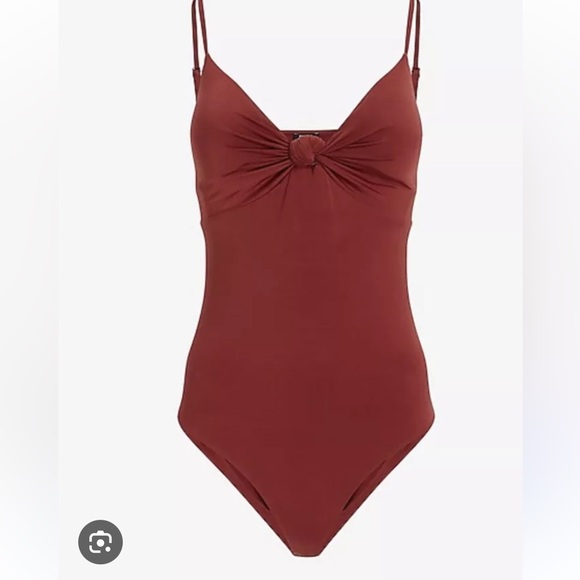 Express Body Contour Compression Silky Knotted Front Thong Bodysuit - Picture 2 of 3